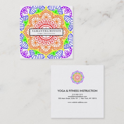 Carte De Visite Carré Logo élégant Lotus Flower Yoga (Devant / Derrière)