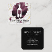 Carte De Visite Carré Logo en verre de bouteille de vin | Arrière - plan (Devant / Derrière)