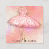 Carte De Visite Carré Logo en verre de la robe de mode QR Code (Devant)