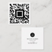 Carte De Visite Carré Logo et code QR minimum Modèle noir et blanc (Devant / Derrière)