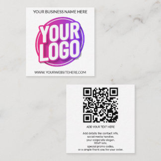 Carte De Visite Carré Logo et code QR & texte de l'équipe de votre entre