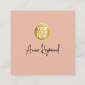 Carte De Visite Carré Logo et nom de script Boho Rose (Devant)