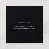 Carte De Visite Carré Logo et nom de script Premium Black (Dos)