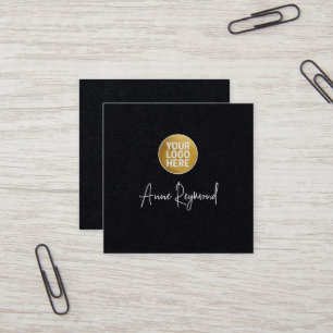 Carte De Visite Carré Logo et nom de script Premium Black
