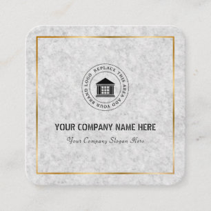 Carte De Visite Carré Logo et nom d'entreprise personnalisés simples mod