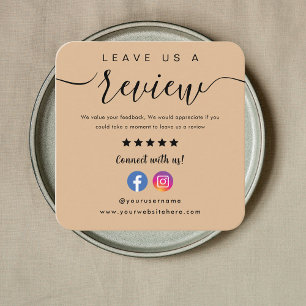 Carte De Visite Carré Logo Facebook Instagram Laissez-Nous Un Avis Rusti