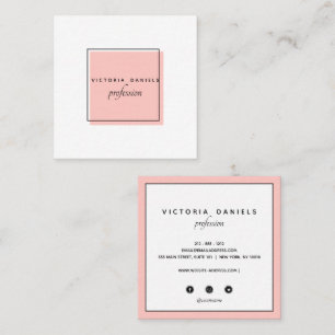 Carte De Visite Carré Logo féminin  Rose  icônes de médias sociaux