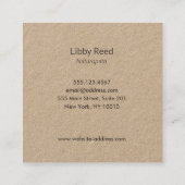 Carte De Visite Carré Logo Feuille vert concepteur de feuille Kraft (Dos)