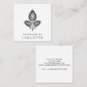 Carte De Visite Carré Logo Fleur artisanal (Devant / Derrière)