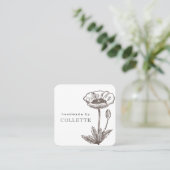 Carte De Visite Carré Logo Fleur artisanal (Debout devant)