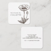 Carte De Visite Carré Logo Fleur artisanal (Devant / Derrière)