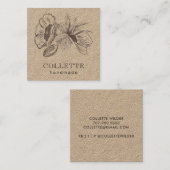 Carte De Visite Carré Logo Fleur artisanal Kraft (Devant / Derrière)