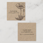 Carte De Visite Carré Logo Fleur artisanal Kraft (Devant / Derrière)