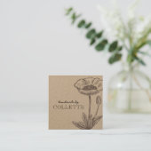 Carte De Visite Carré Logo Fleur artisanal Kraft (Debout devant)