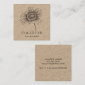 Carte De Visite Carré Logo Fleur artisanal Kraft (Devant / Derrière)