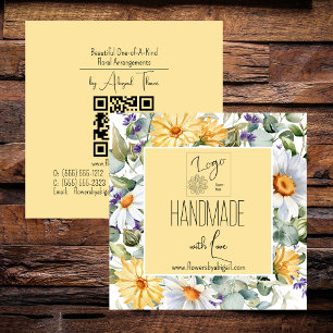 Carte De Visite Carré Logo Fleurs marguerites Fleurs artisanales florale