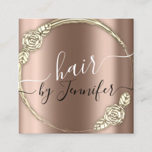 Carte De Visite Carré Logo Floral Drives 6 Punches Coiffeur Rose Lash