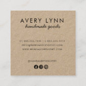 Carte De Visite Carré Logo Floral Rustique Kraft (Dos)