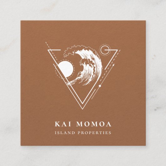 Carte De Visite Carré Logo géométrique moderne de la vague de plage (Devant)