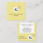 Carte De Visite Carré Logo Gras Créatif Monogramme Jaune Médias Sociaux (Devant / Derrière)