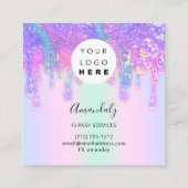 Carte De Visite Carré Logo Holographe Bleu Drift Cosmetics Nails Personn (Dos)
