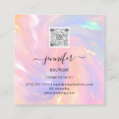 Carte De Visite Carré Logo Holographique Floral QR Code professionnel (Dos)