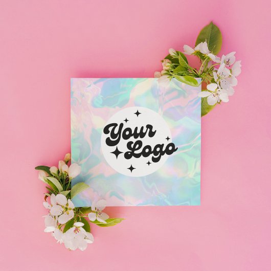 Carte De Visite Carré Logo Holographique Opal Stone