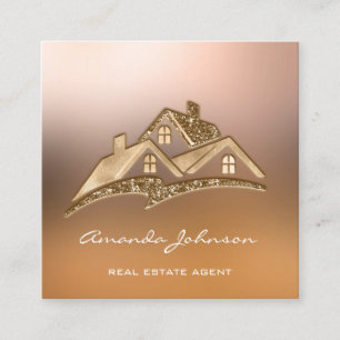 Carte De Visite Carré Logo House Real Estate Agent Professional