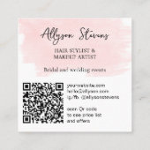 Carte De Visite Carré Logo initiales pinceau rose maquillage gras code q (Dos)