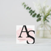 Carte De Visite Carré Logo initiales pinceau rose maquillage gras code q (Debout devant)