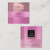 Carte De Visite Carré Logo Ips Rose Pink Artiste de maquillage professio (Devant / Derrière)