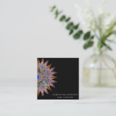 Carte De Visite Carré Logo Lotus Flower Logo Yoga Carré voiture d'affair (Debout devant)