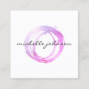Carte De Visite Carré Logo Luxe Pink Cercle Designer