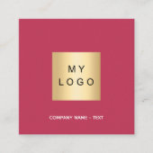 Carte De Visite Carré Logo magenta rose Code QR (Devant)