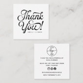 Carte De Visite Carré Logo manuscrit du Merci client de script (Devant / Derrière)