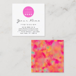 Carte De Visite Carré Logo Maquillage Hair Nail Floral Pink Abstrait