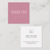 CARTE DE VISITE CARRÉ LOGO MINIMAL SIMPLE EN MERCI ROSE CLAIR (Devant / Derrière)
