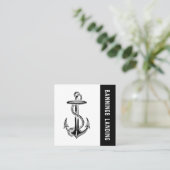 Carte De Visite Carré Logo minimum Carré noir et blanc (Debout devant)