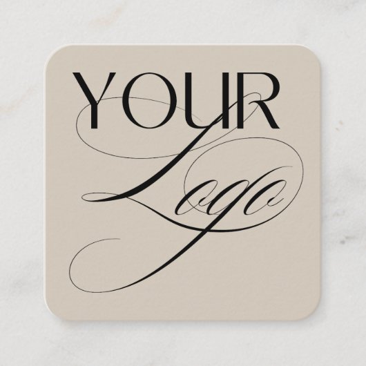 Carte De Visite Carré Logo minimum simple Code QR Texte personnalisé (Devant)