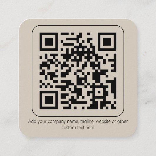Carte De Visite Carré Logo minimum simple Code QR Texte personnalisé (Dos)