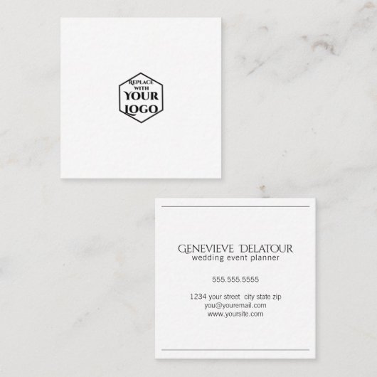 Carte De Visite Carré Logo minimum simple Moins est plus (Devant / Derrière)