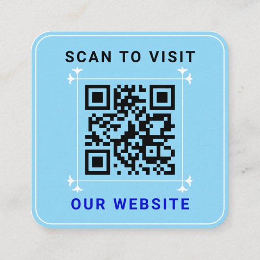 Carte De Visite Carré Logo moderne avec code QR | Bleu personnalisé (Dos)