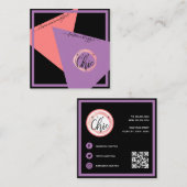 Carte De Visite Carré Logo moderne Mode géométrique VOS COULEURS (Devant / Derrière)