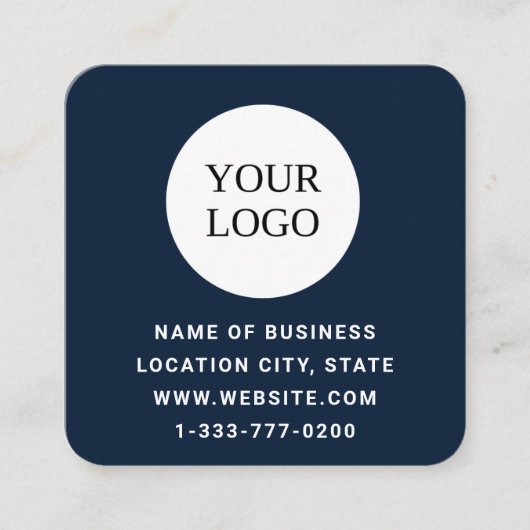 Carte De Visite Carré Logo moderne personnalisé bleu foncé et code QR (Devant)