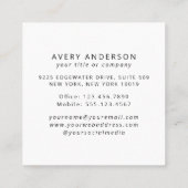 Carte De Visite Carré Logo moderne simple en noir (Dos)