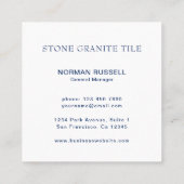 Carte De Visite Carré Logo Monogramme d'aquarelle moderne Marine Bleu (Dos)