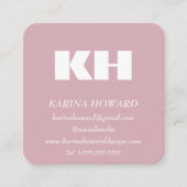 Carte De Visite Carré Logo Monogramme professionnel Blush Pink Elegant (Devant)