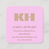 Carte De Visite Carré Logo Monogramme professionnel Blush Pink Elegant (Devant)