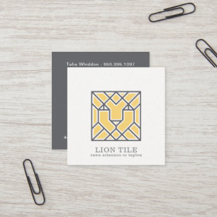 Carte De Visite Carré Logo Mosaïque Lion Code QR