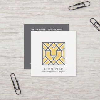Carte De Visite Carré Logo Mosaïque Lion | Code QR